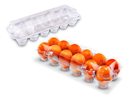 Embalagem Para 12 Ovos De Galinha Kit 50 Unidades Cor Transparente