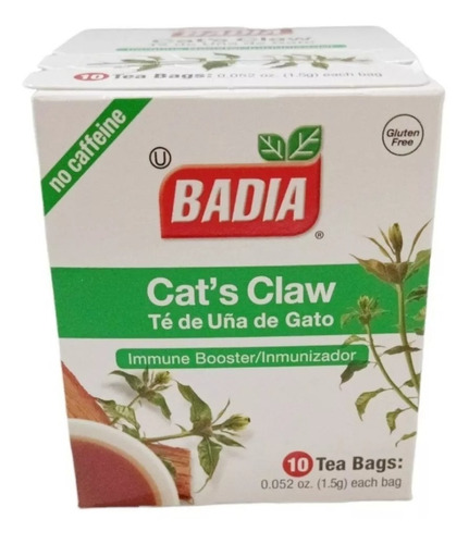 10 Cajas De Té De Uña De Gato Badia 10 Sobres C/u.