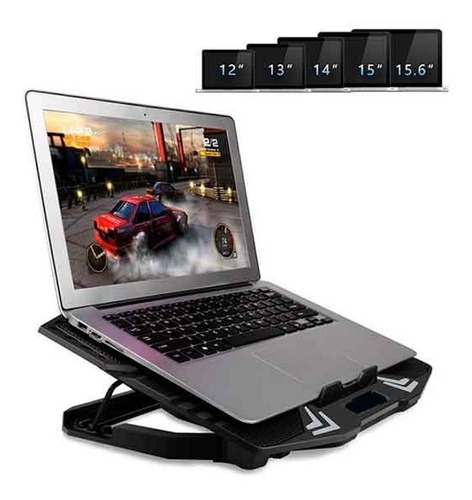 Cooler Graduable P/ Laptop  Ha-k5 Gamer Con 5 Ventiladores 