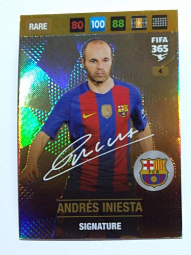 Tarjeta Top Master Rare Andres Iniesta Fifa 365 2017  Panini