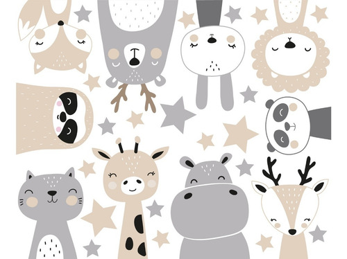 Vinilo Decorativo Infantil Animalitos Nordico