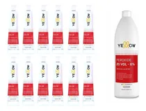 Comprar Kit 12 Tinturas Yellow + 1 Oxidante 20 Vol Yellow Litro