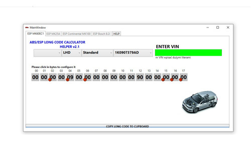 Calculadora Vw Abs/esp Long Code Bosch Esp8.2i Y Esp Mk60ec1