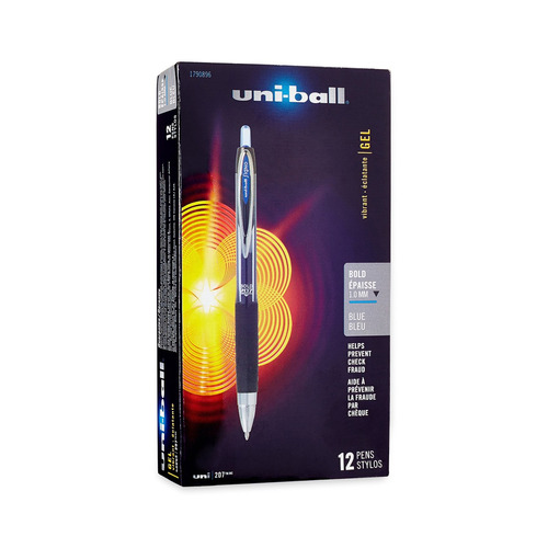 12 X Uni-ball Retractable Gel Pens, Bold Point (1.0mm), Blu