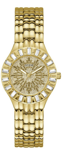 Reloj Guess Athena Dama Mujer Correa Resistente Agua Watch Color de la correa Amarillo Color del bisel Plateado Color del fondo Plateado