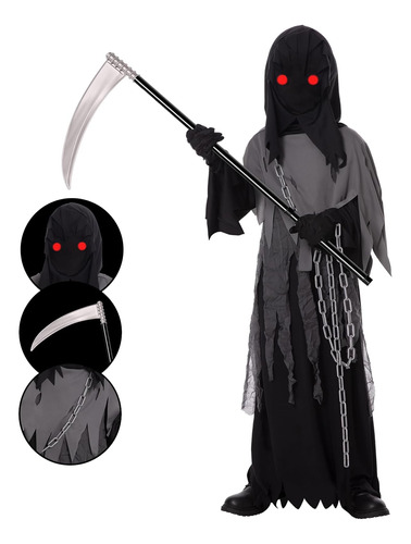 Disfraz De Grim Reaper Para Niños, Disfraz Fantasma De Hallo