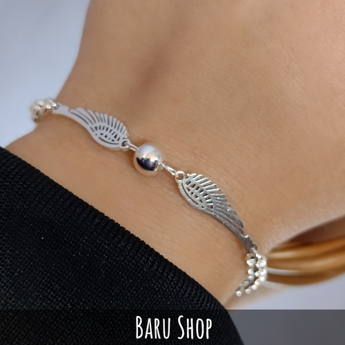 Pulsera Acero Blanco Diseño Alitas