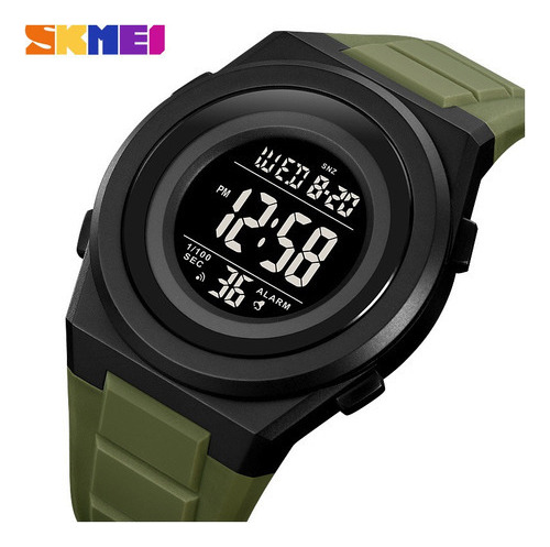Calendario digital Skmei Fashion, relojes electrónicos de color con correa verde