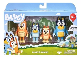 Bluey & Family 4 Figuras, Bluey, Bingo, Chile Y Bandit