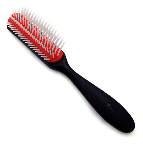 Denman 5 Row Classic Styling Brush, Large D143 Color Negro Y Rojo