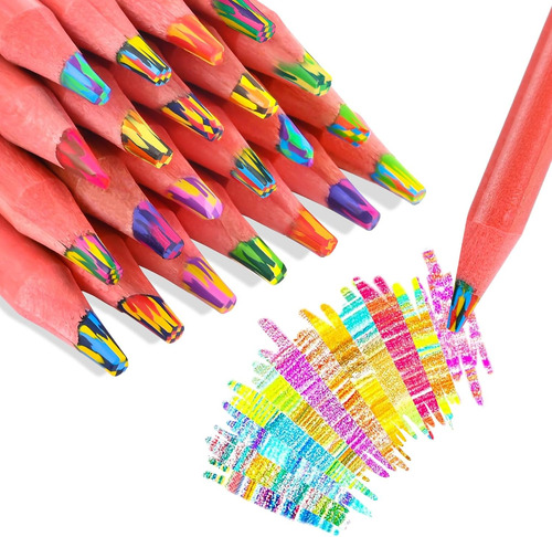Tinnivi 12 Lápices Arcoíris De Colores Para Niños, 12 Piezas