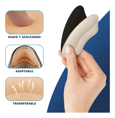 18 Pares De Almohadillas De Talón Adhesivas, Taloneras Nude Y Negro