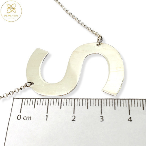 Imagen 6 de 7 de Cadena Plata Rollon Con Letra Inicial S Grande 25 X 40mm