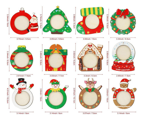 12 Adornos Navideños Para Marcos De Fotos, Decoración Para