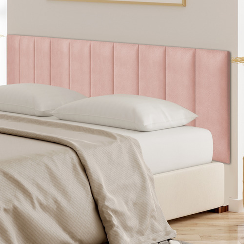 Placa Adesiva Cabeceira Cama Casal Box Estofada Quarto Cores Cor Rosa