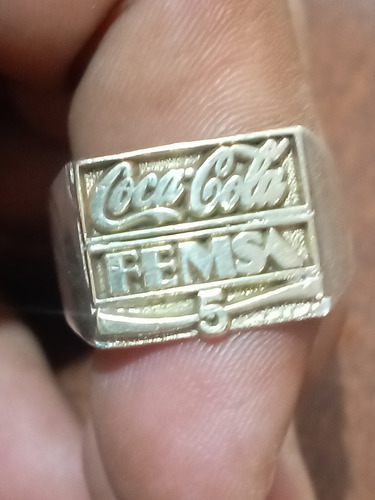 Anillo Coca-cola Femsa 5 Años Oro 10k, Plata