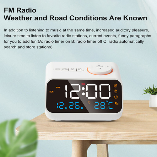 Reloj Despertador Digital Con Pantalla Led, Radio Fm Con Ate