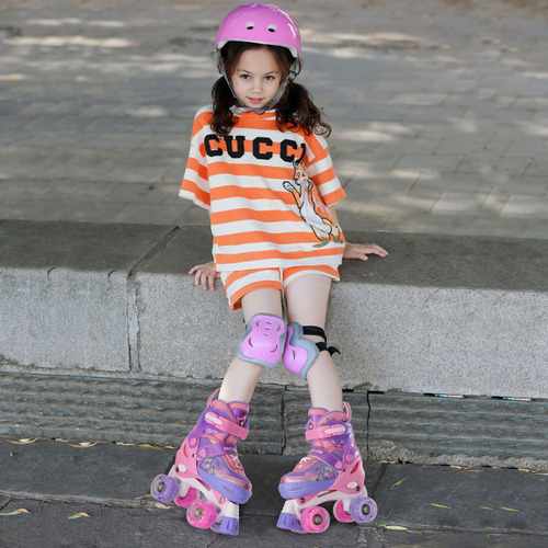 Patines Ajustables Para Niños Con Ruedas Brillantes Talla De Los Patines 0 Mm Púrpura