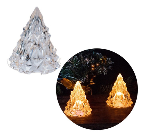 Imagen 1 de 10 de Vela Led Árbol Navideño Acrílico Luminoso Navidad Decoración