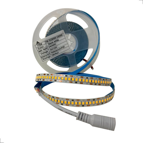 Fita Led 2835 12v P/ Perfil Led C/ 5mts Ip20 240 Leds 4000k Luz 2700k - Branco Quente