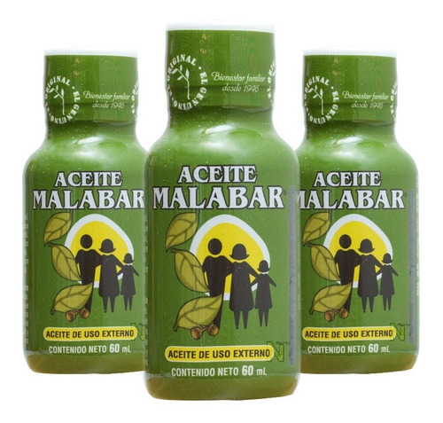 (3 Pzas) Aceite Malabar (60 Ml) Malabar