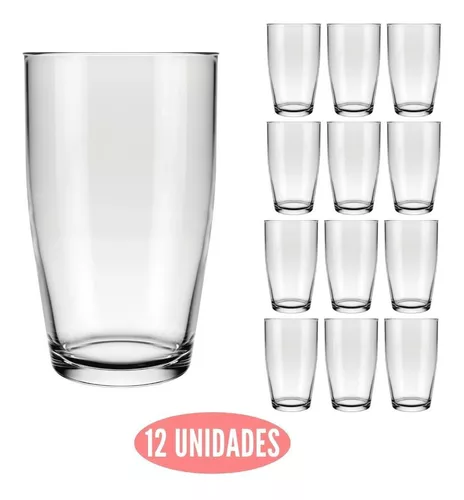 Jogo 12 Copos Chiques 300ml Prosa Drinks Vidro Agua E Suco