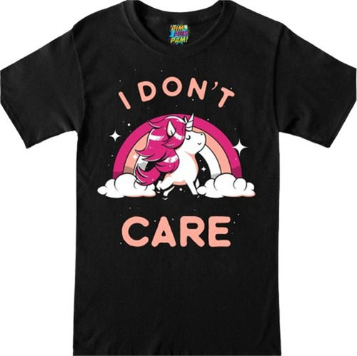 Remera De Unicornio Con Frase I Don't Care