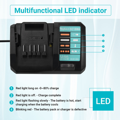 Carregador Dc18wa De 14,4 V-18 V Para Maktec Dc18sg Dc1851 B