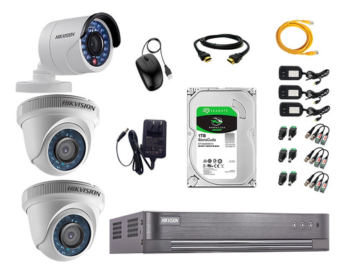 Kit 3 Camaras De Seguridad Hikvision Full Hd 1080p Disco1tb 