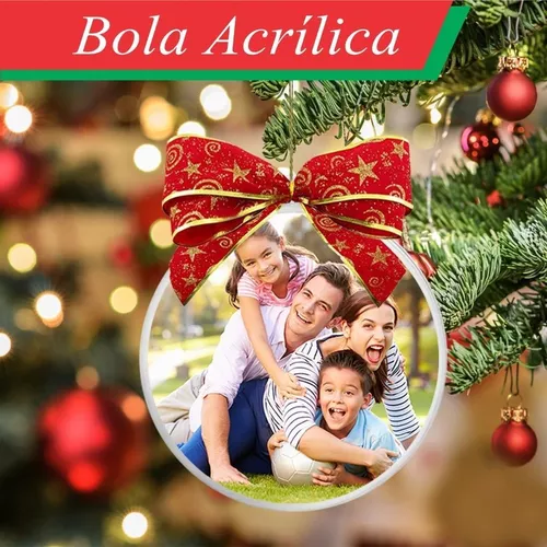 Bolinha De Natal Porta Foto Bola Esfera Acrílico Transparent