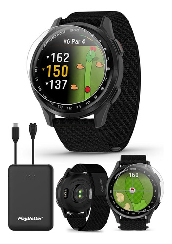 Garmin Approach S50 (slate/black) Golf Gps Smartwatch Bundle