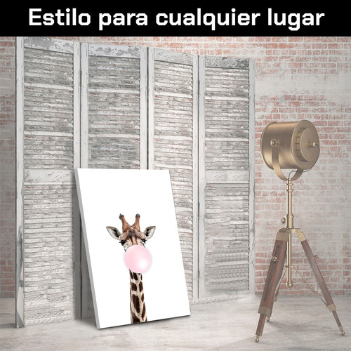 Imagen 6 de 9 de Cuadro Decorativo Canvas Artisticas Jirafa Con Chicle