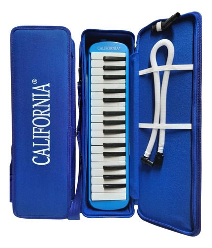 Flauta Melodica California 32 Teclas Azul Con Estuche Rígido
