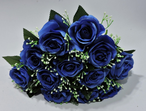 Buquê Rosas Azul Royal Galho 42 Cm C/ 12 Flores Artificiais | Parcelamento  sem juros