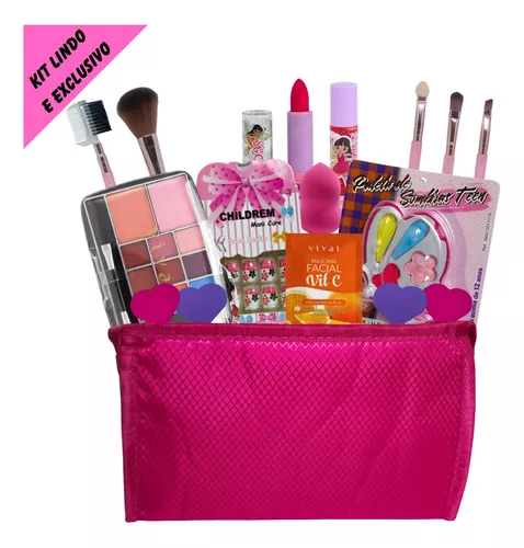 Toyvian 1 Conjunto De Cosméticos Infantis Kit De Maquiagem De Princesa Para  Meninas Kit De Maquiagem De Meninas Pequenas Conjunto De Maquiagem De