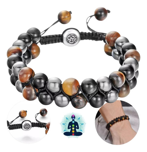 Pulsera Ojo De Tigre Obsidiana Hematites Brazalete Cuentas F