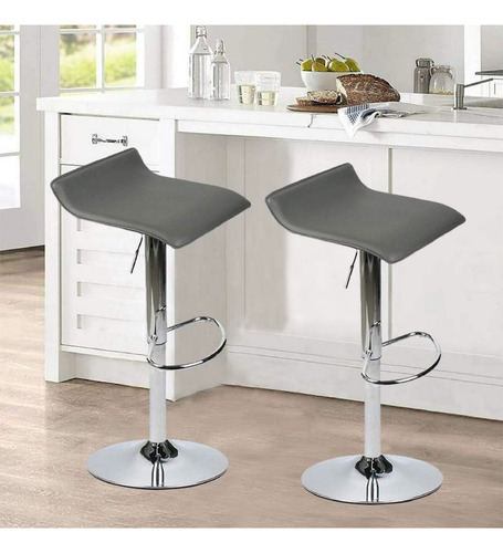 2pzs Bancos Altos Giratorios Para Barra Cocina Bar Cromado Gris