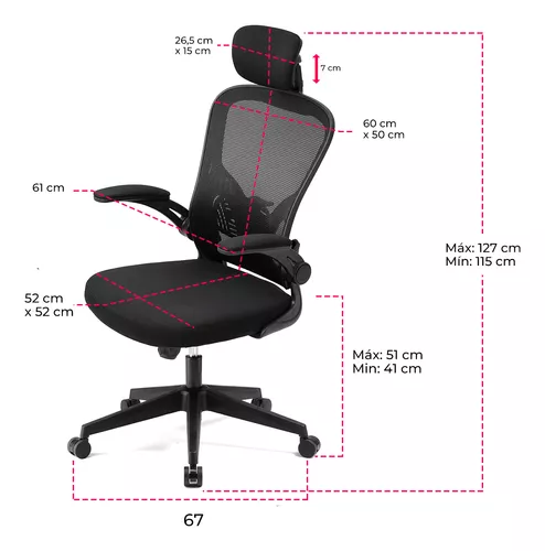 Cadeira Escritório Ergonômica Gogo Premium Chair GO200 - Preta