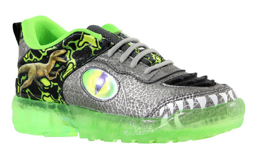 Tenis Niño Dinosaurio Rex Luces Led Velcro Trex Niños Kuali