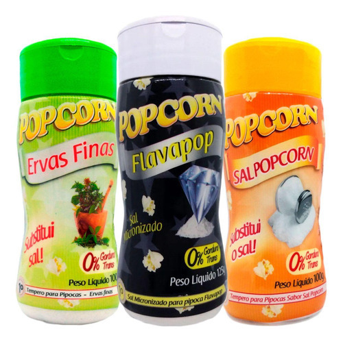 Combo 3 Temperos Pipoca Popcorn Sabores Ervas Finas