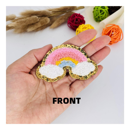 5 Pcs 3 Parches De Chenille Arcoiris, Parches Auto Adhesivos