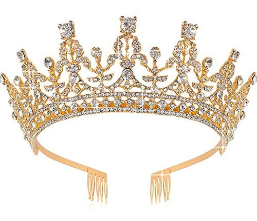 Tiaras Con Peine De Cristal Dorado