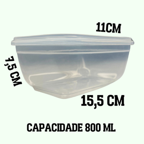 Kit 12 Pote Transparente 800ml Marmita Fit Trava Hermetico
