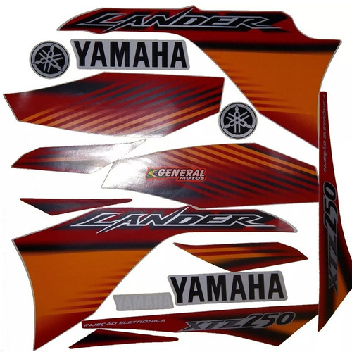 Kit Adesivo Faixas Moto Yamaha Lander 2010 Vermelha