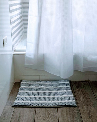 Alfombra De Baño Chenille Bicolor 40x60 Envio Fabrica Gris Claro Lines