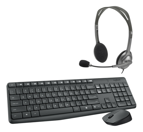 Kit Teclado Mouse Inalambrico Y Auriculares Logitech Mk 235