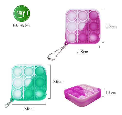 Kit De 2 Piezas Fidget Toys Pop It. Juguete Y Llavero