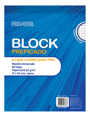 Block Prepicado Proarte Carta 80hjs 7mm