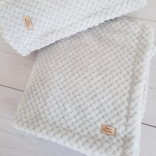 Manta Mantita Bebés Honey Plush Extra Suave - Olivetta Coral Honey Gris