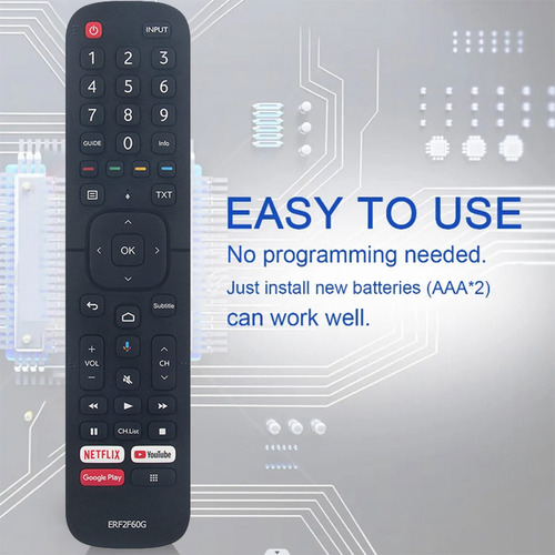 Erf2f60g: Control Remoto De Reemplazo Para Hisense (sin Voz